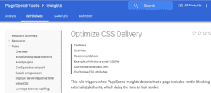 PageSpeed Insights CSS Delivery Webpage