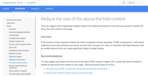 Screenshot of Google Pagespeed Insights faq